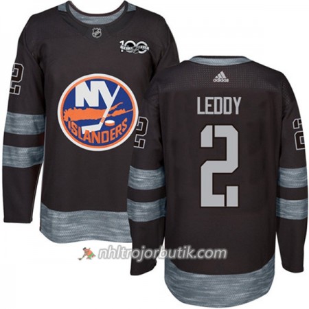 Män Ishockey New York Islanders Tröja Nick Leddy 2 1917-2017 100th Anniversary Adidas Svart Authentic